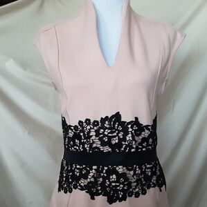 7th Avenue Design Pink Form Fitting Top w/Lace SM